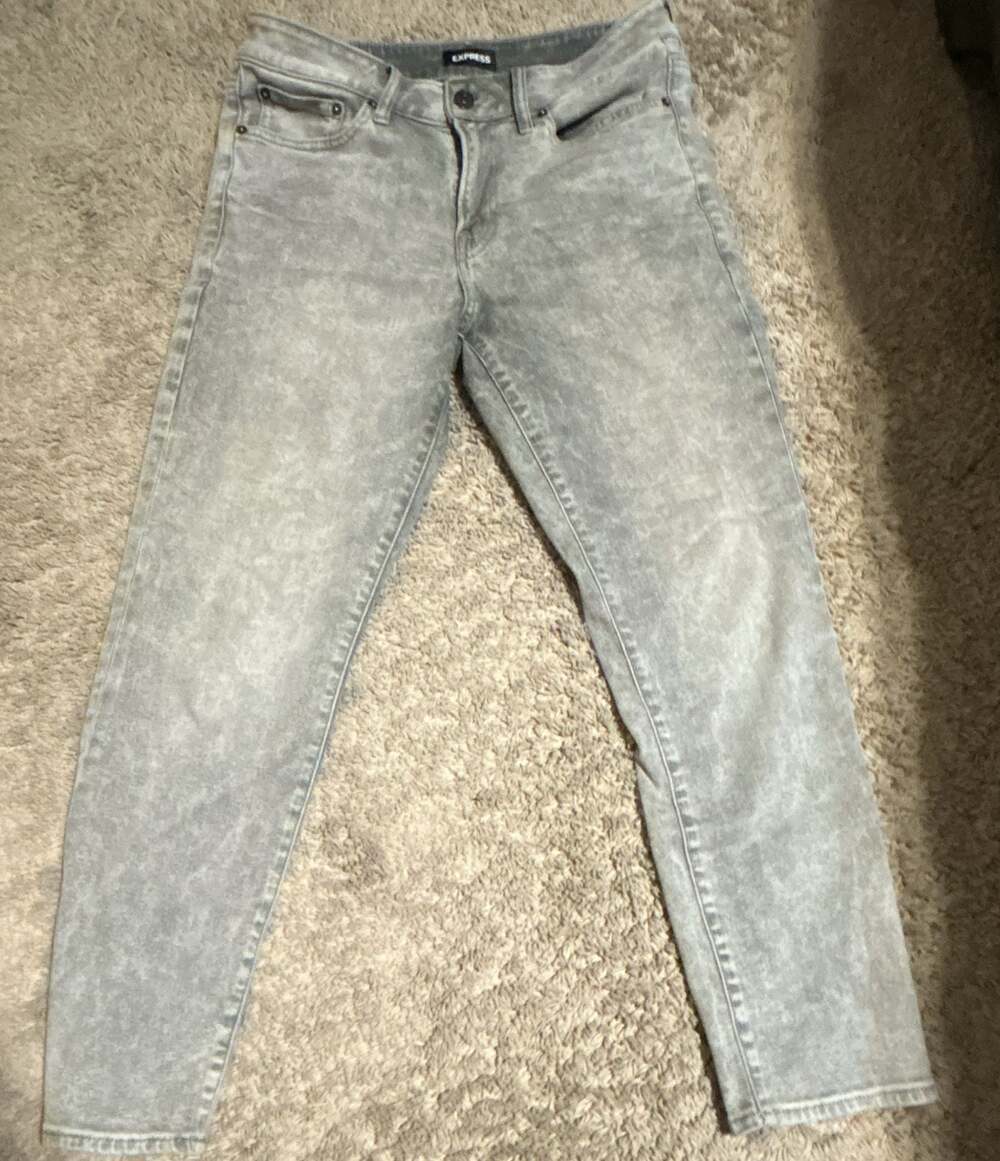 Express Conscious Edit Acid Wash Gray Jeans Size 30x30